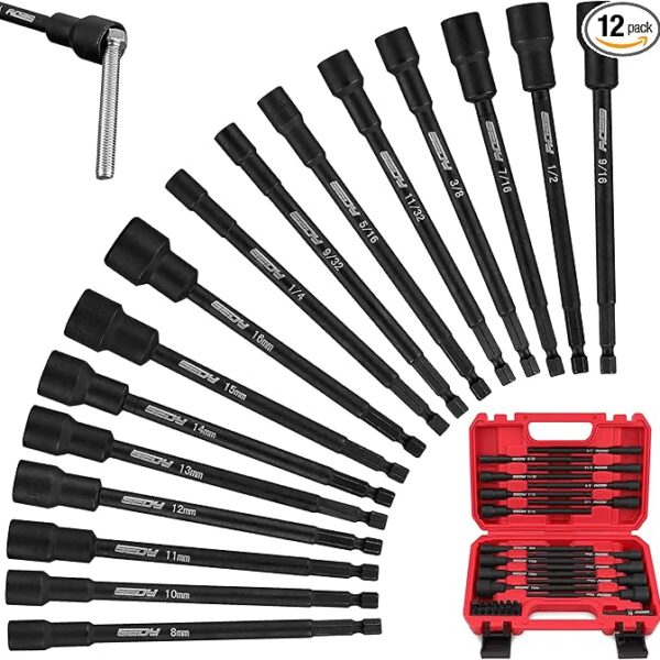 Nut Driver Impact Bit Set - 31-Piece Magnetic Socket Impact Drill Bit Tool Set