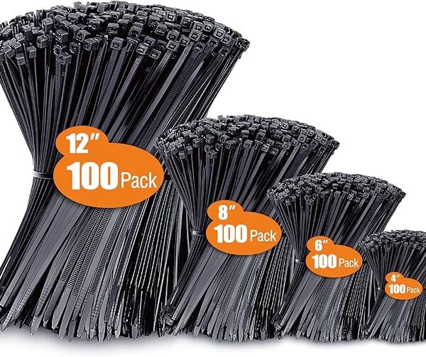 ANOSON Zip Ties Assortment (4", 6", 8",12") 400 PACK